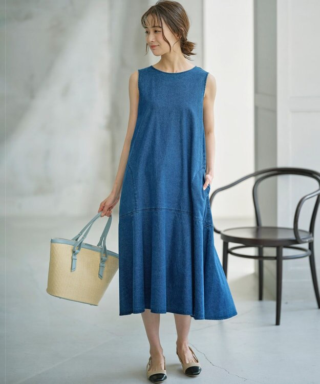 組曲 S 【WEB限定】 アメスリ デニムワンピース ユーズドブルー系