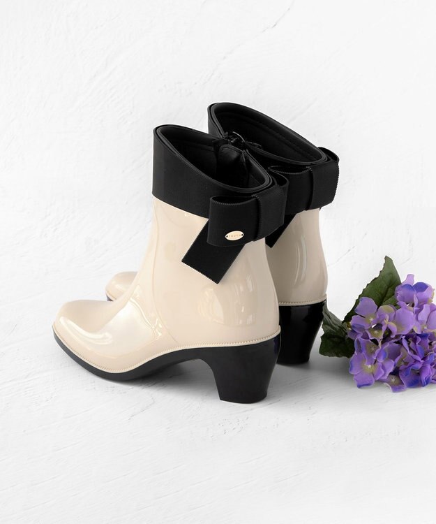 TOCCA BACK RIBBON RAIN BOOTS レインブーツ ベージュ系