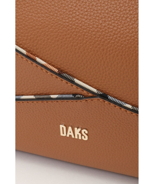 DAKS レザー×チェック柄 2WAYハンドバッグ ブラウン