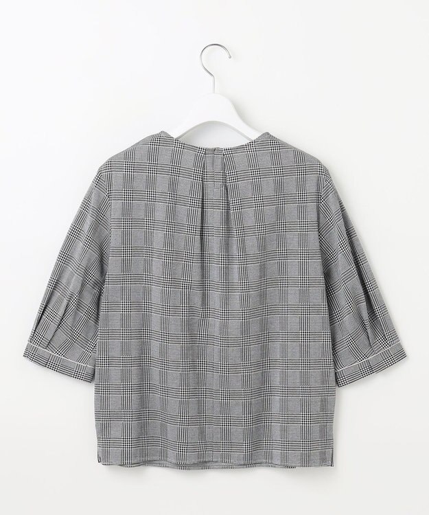 J.PRESS LADIES L チェックジャージー カットソー ブラック×ホワイト系