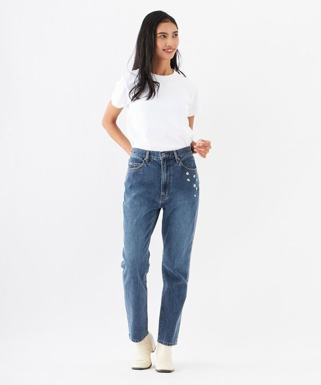 OP／FILA 【OP】刺繍付き美脚シルエットデニム ブルー