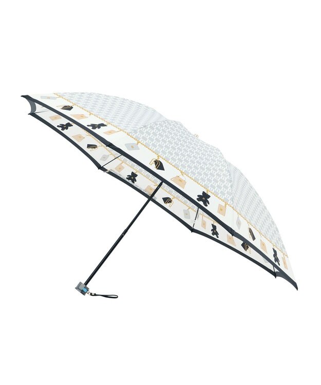 MOONBAT FURLA 折りたたみ傘 チャーム＆ロゴプリント UV 耐風 日本製 グレー