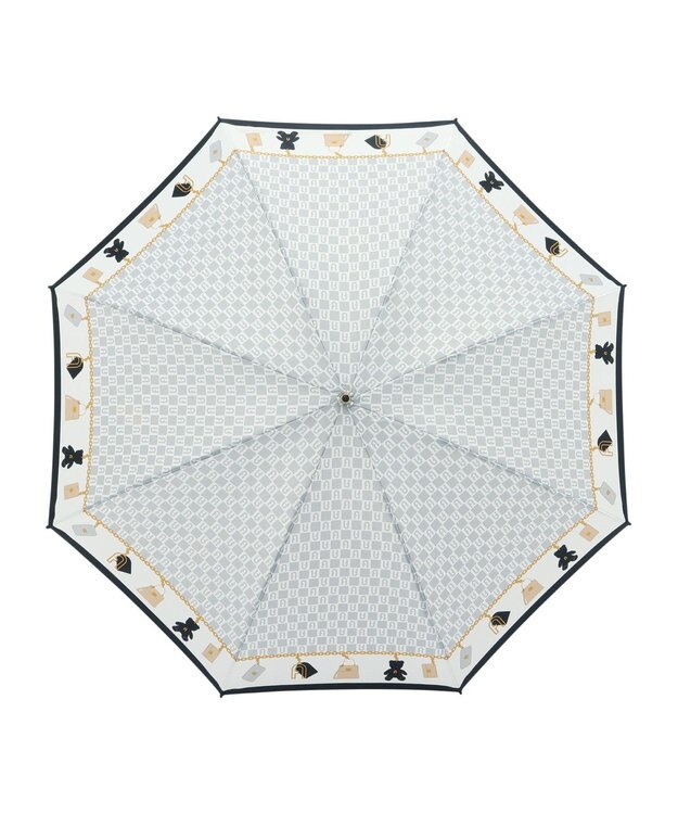 MOONBAT FURLA 折りたたみ傘 チャーム＆ロゴプリント UV 耐風 日本製 グレー