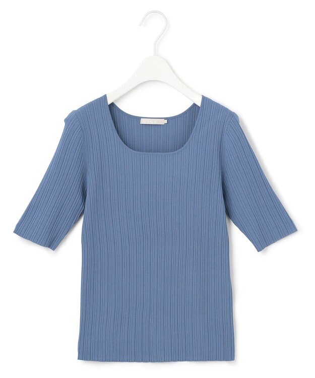 ICB L 【新色追加・洗える】シンセティックハイゲージ 5分袖リブニット スマルトブルー系