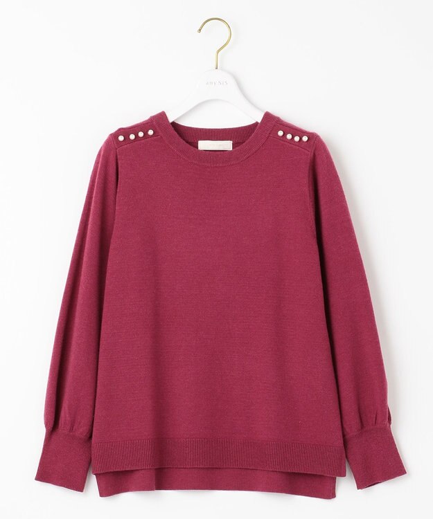 ANY SIS 【Oggi1月号掲載】ショルダーパール調 ニット ローズピンク