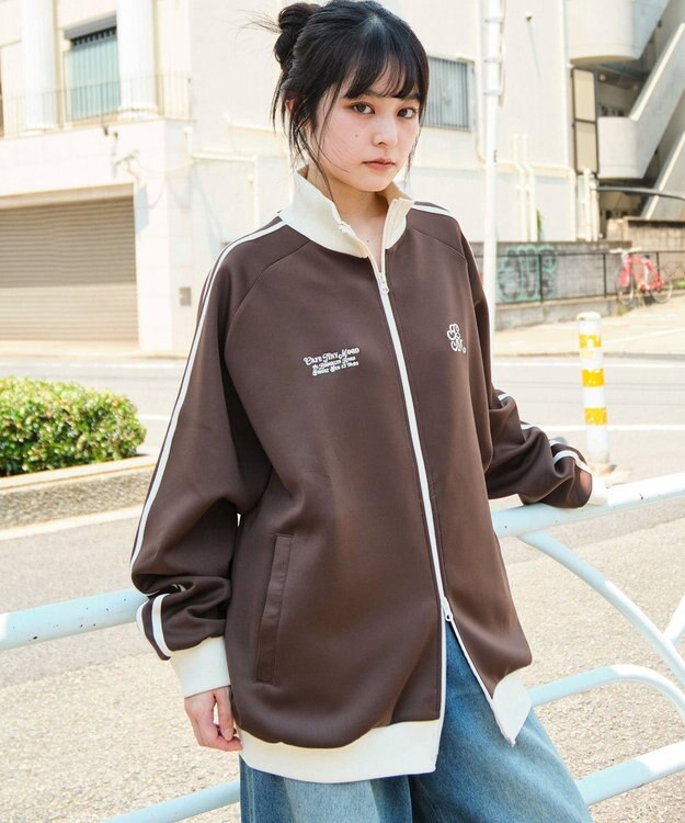 WEGO 【ユニセックスITEM/MLサイズ展開】ラグランライントラックジャケット ブラウン