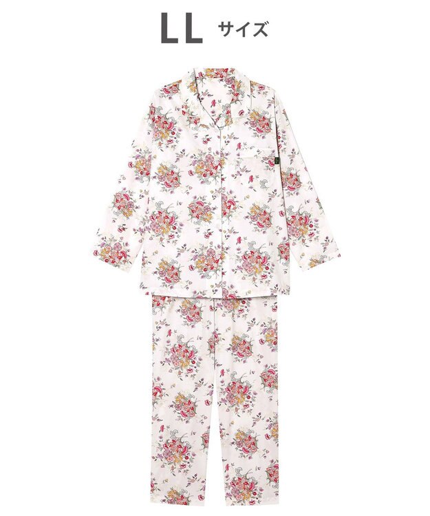 WACOAL パジャマ 長袖 長ズボン 綿100%(本体) サテン ミントン レディース NDX540 /ワコール アイボリー