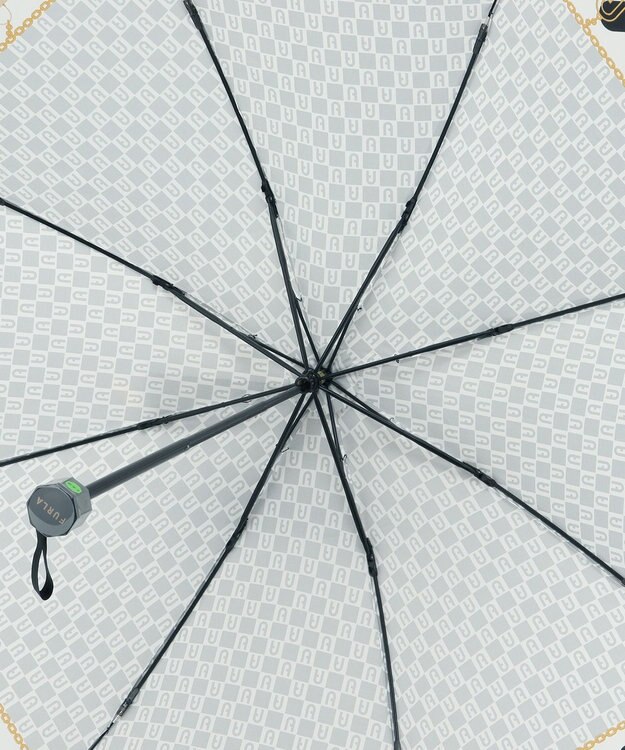 MOONBAT FURLA 折りたたみ傘 チャーム＆ロゴプリント UV 耐風 日本製 グレー
