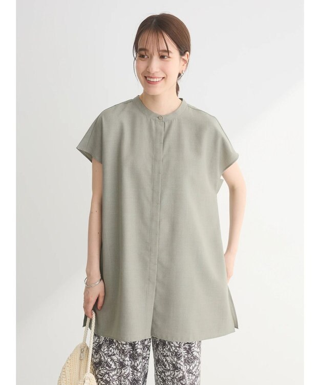 Green Parks 接触冷感　比翼ボタンチュニック Khaki