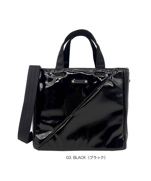 ROOTOTE 3665【ななめに走るポケットライン】LT.スクエア.スラッシュ-A 03：ブラック