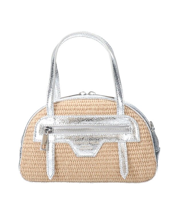 INTER-CHAUSSURES 【Christian Villa】異素材コンビミニボストンバッグ シルバーコンビ