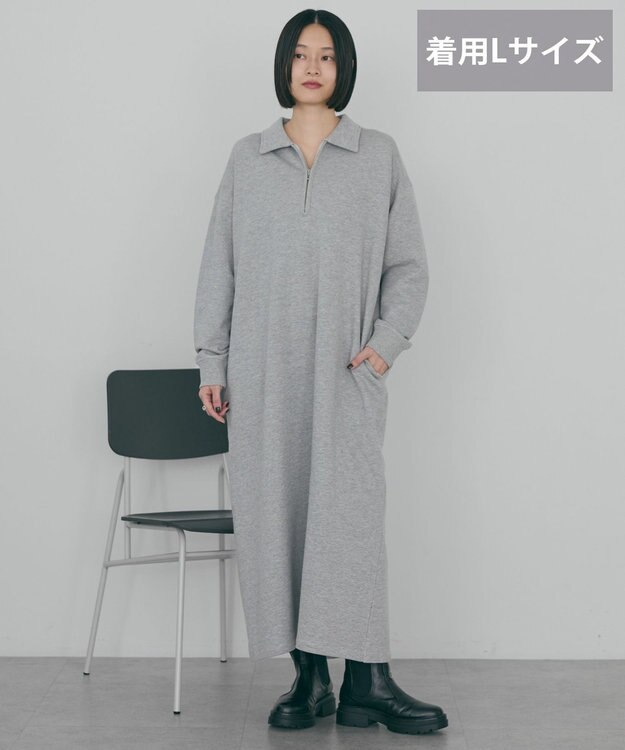 AMERICAN HOLIC 【選べる丈】ハーフZIPワンピース Light Gray Mixture
