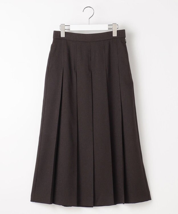 自由区 S 【セットアップ対応】リネンライクシンセティックタック スカート ダークブラウン