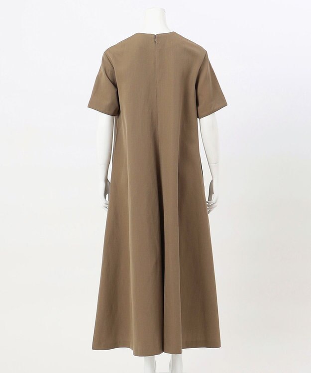 23区 【エステータ】ウールリネン 半袖フレアワンピース カーキ系