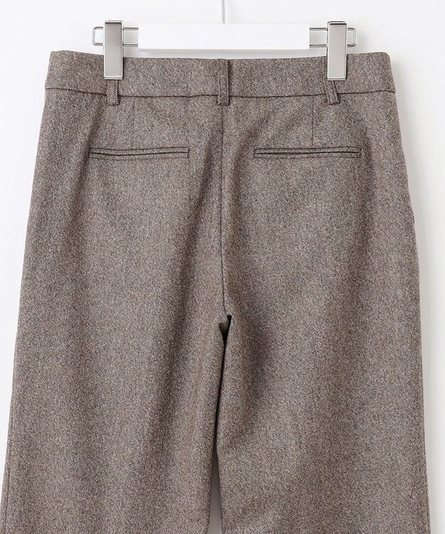 J.PRESS LADIES S 【セットアップ対応】ウールストレッチツイード ストレート パンツ ダークブラウン系
