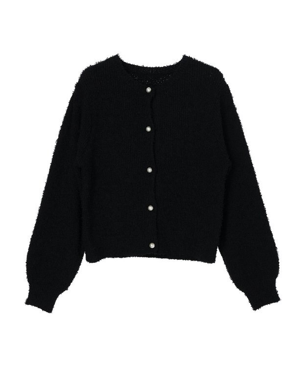earth music&ecology カールヤーンカーディガン Black