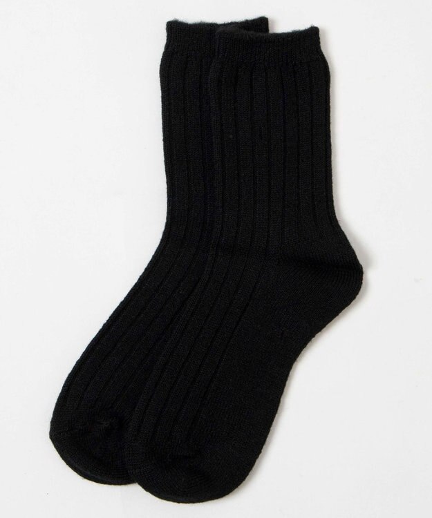 WEGO 【あったか】ぽかぽか裏起毛リブソックス ブラック