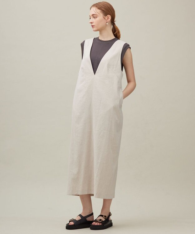 23区 【SACRA】ヴィスコースリネン ワンピース ベージュ系