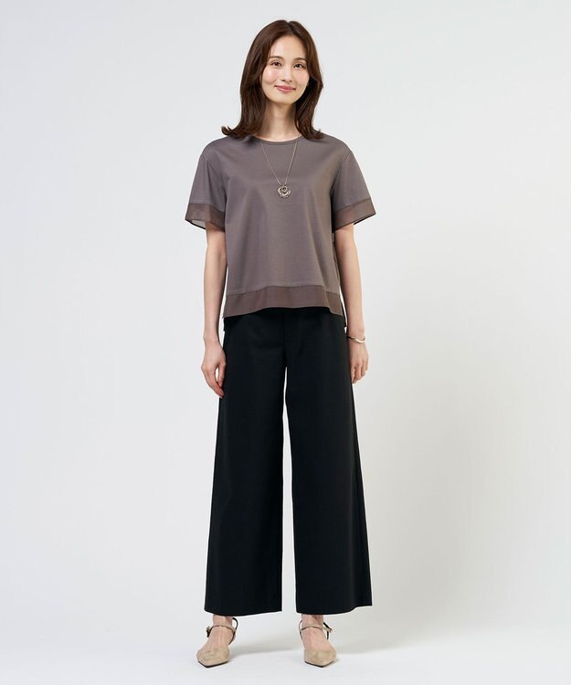 J.PRESS LADIES S 【シーンレスに活躍】コットンスムース シアーデザイン カットソー モカ系