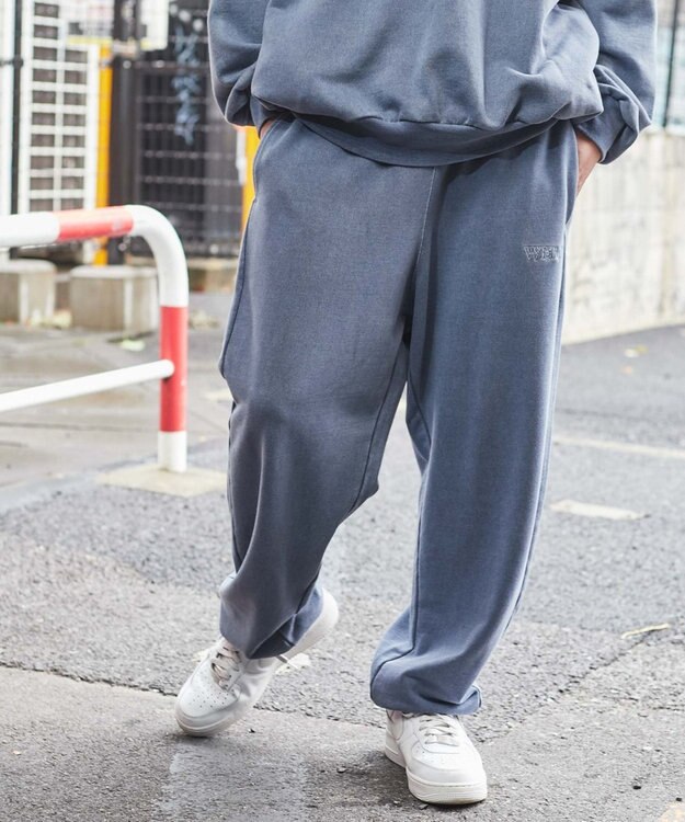 WEGO ピグメントロゴスウェットパンツ ブルー