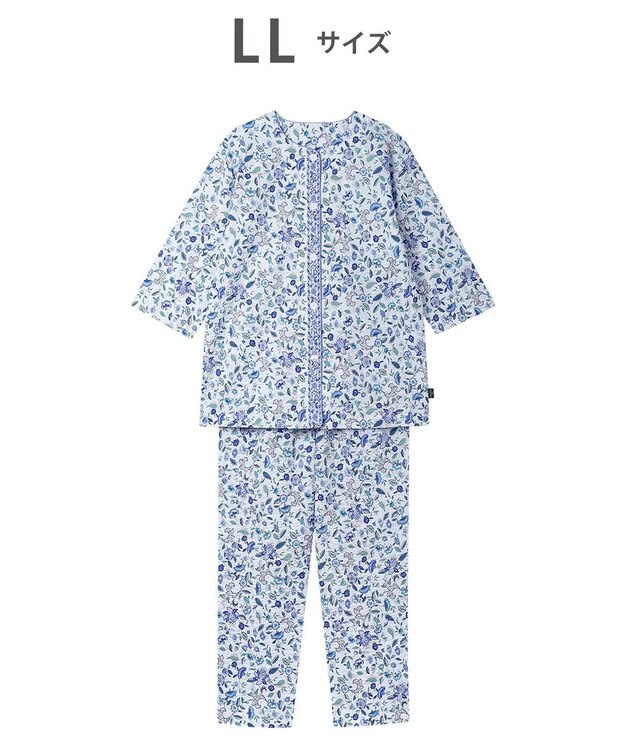 WACOAL ワコール_リラックス＆スリープ パジャマ 7分袖 長袖 長ズボン 綿100%(本体) ミントン レディース NDT255 /ワコール サックス