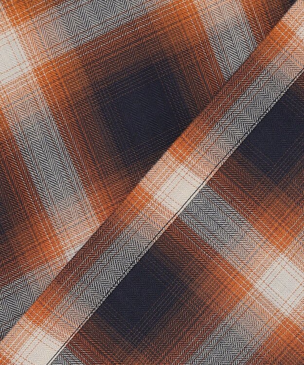 UNFILO MENS 【男女兼用】エアリーシアー オンブレシャツ ブラウンチェック