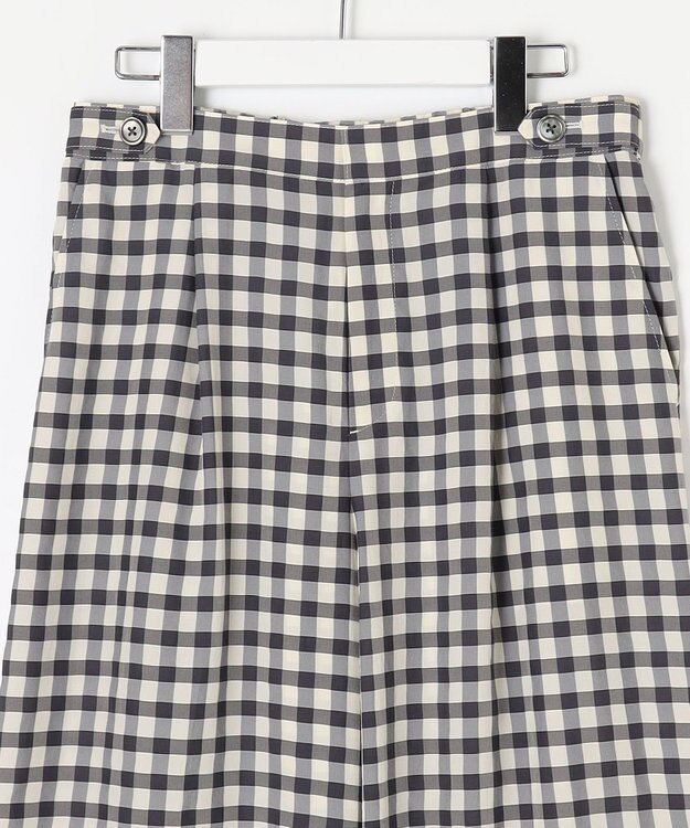 J.PRESS LADIES S 【洗える】アセVisギンガム イージー パンツ スレート×ベージュ系