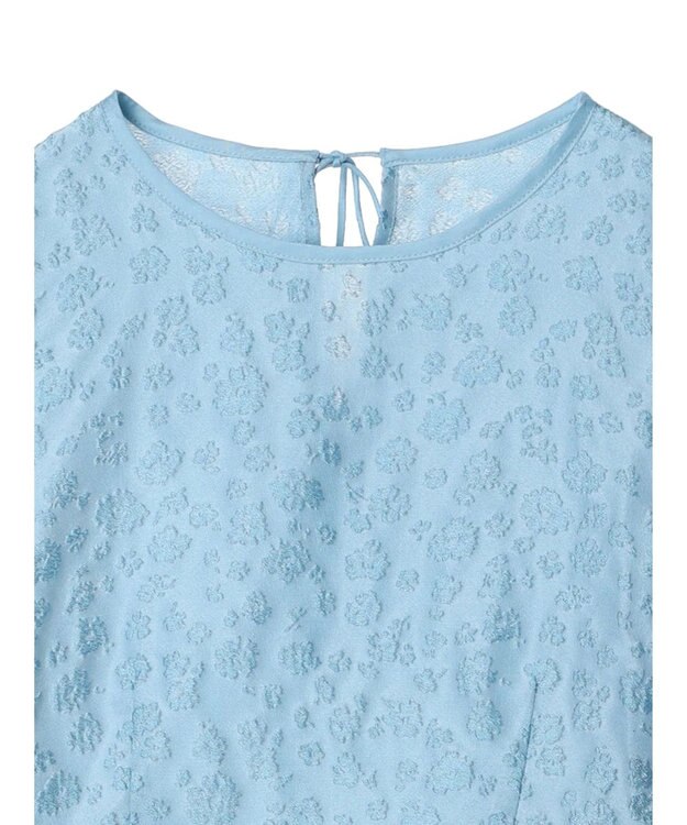 Green Parks パフスリーブジャガードペプラムブラウス Sax