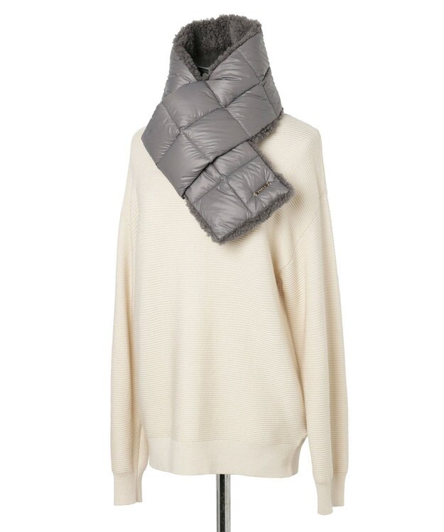 MOONBAT FURLA 【リバーシブル】フェイクファー×ダウンマフラー ボア ダークグレー