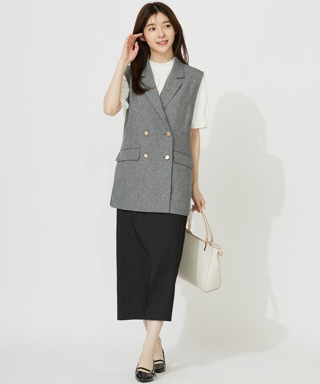 ANY SIS S 【洗える】フリルネックスタンド ブラウス オフ