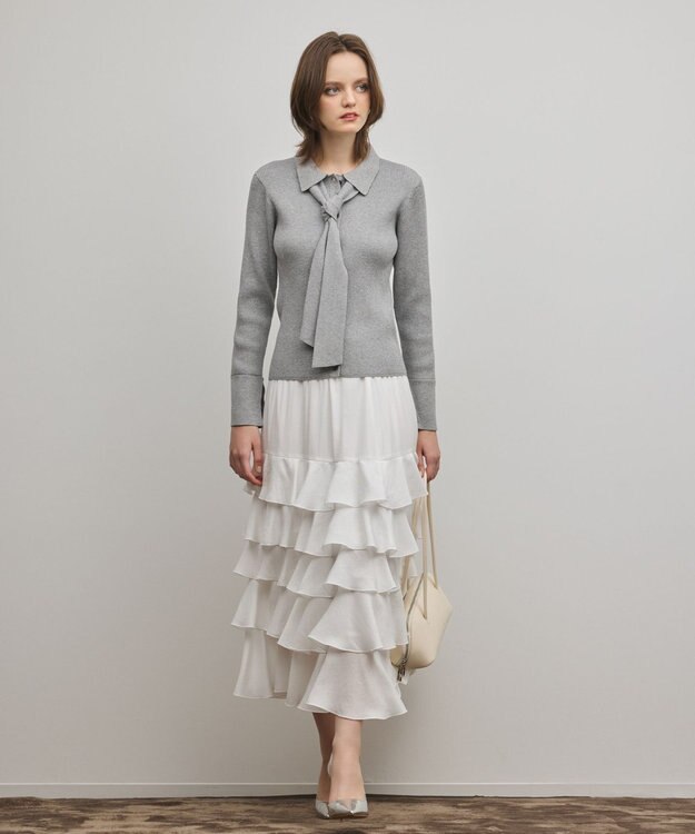 GRACE CONTINENTAL ティアードフリルスカート ホワイト