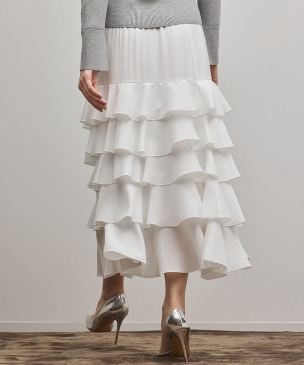 GRACE CONTINENTAL ティアードフリルスカート ホワイト