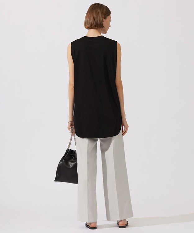 ICB 【接触冷感・洗える】コンパクトスムース ノースリーブTシャツ ブラック系