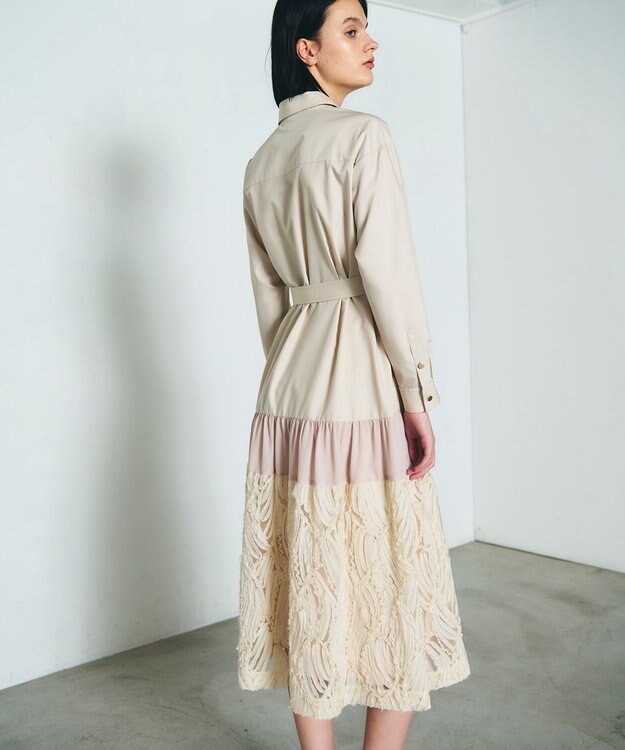 GRACE CONTINENTAL 刺繍ヘムシャツワンピース ベージュ