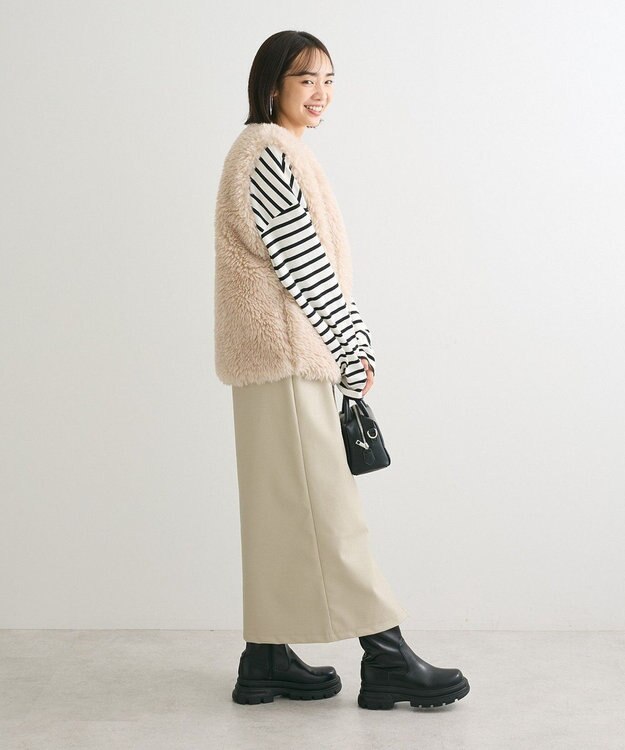 Green Parks ・ＥＬＥＮＣＡＲＥ　ＤＵＥフェイクレザーＷ－ＺＩＰスカー Ivory