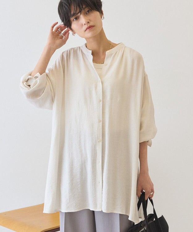 AMERICAN HOLIC 楊柳バンドカラーシャツ Ivory