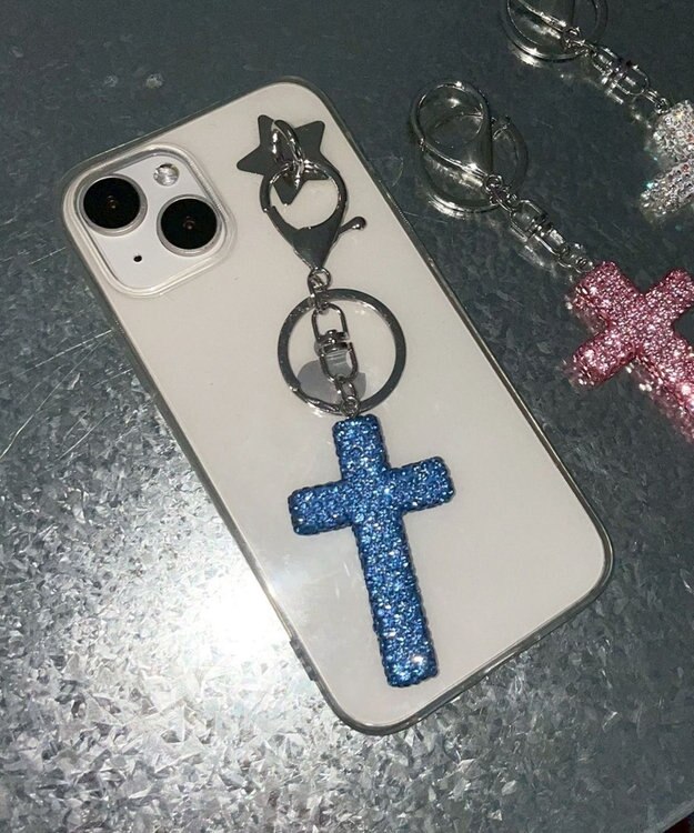 WEGO キラキラクロスキーホルダー ブルー