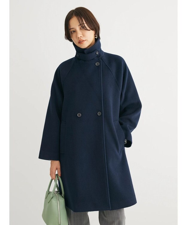 Green Parks ビーバー調テーラードカラーコート Navy