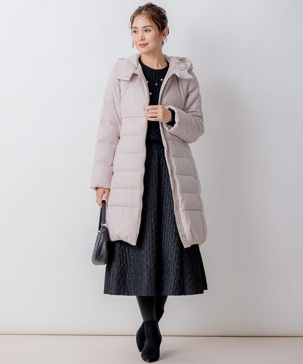 組曲 S 【洗える】ライトタフタロングダウン ベージュ系