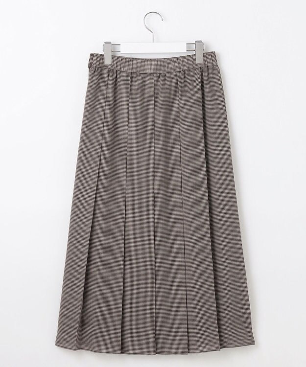 自由区 S 【セットアップ対応・洗える】ハイツイストビエラプリーツ スカート ブラウン系チェック
