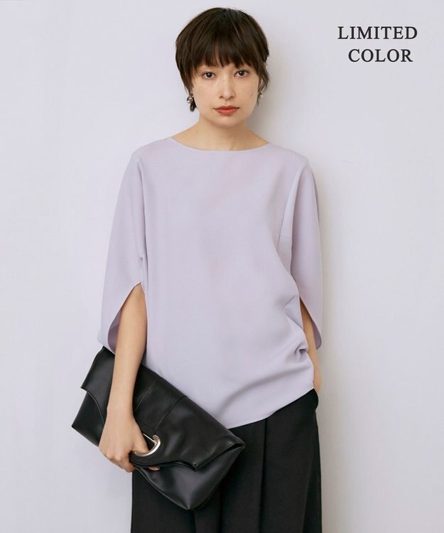 ICB 【新色追加・WEB限定カラーあり・UVケア・接触冷感・速乾・防シワ・洗える】FluidBackSatin ドルマンスリーブブラウス パールグレー系［WEB限定］