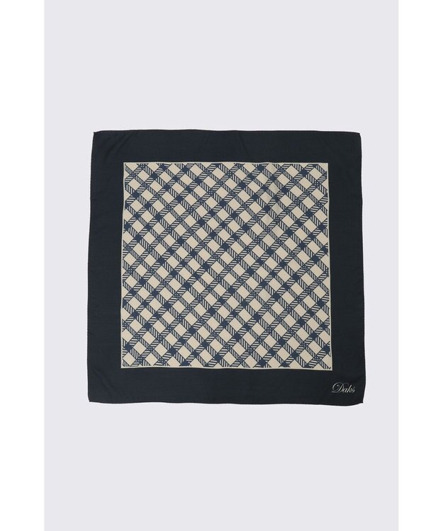 DAKS ウールシルクブレンドスクエアストール ネイビー