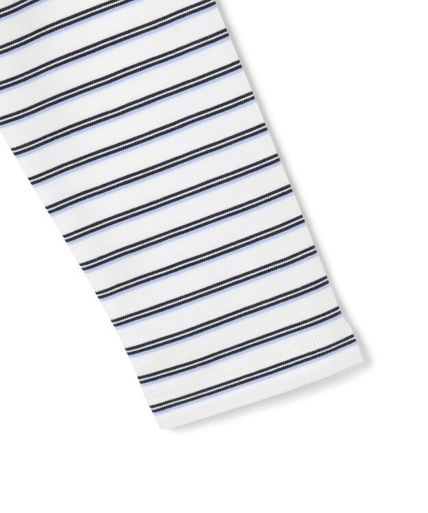 UNFILO コットンスムース レイヤードインナー ランダムボーダー(オフ×ブラック糸)