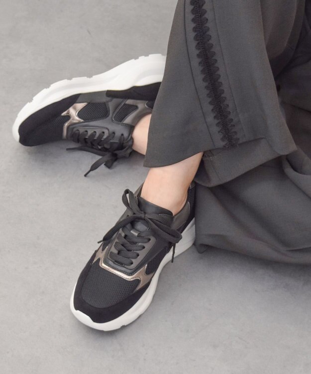 Bridget Birkin 【PARADIS COULEUR】異素材コンビレースアップスニーカー ブラックコンビ