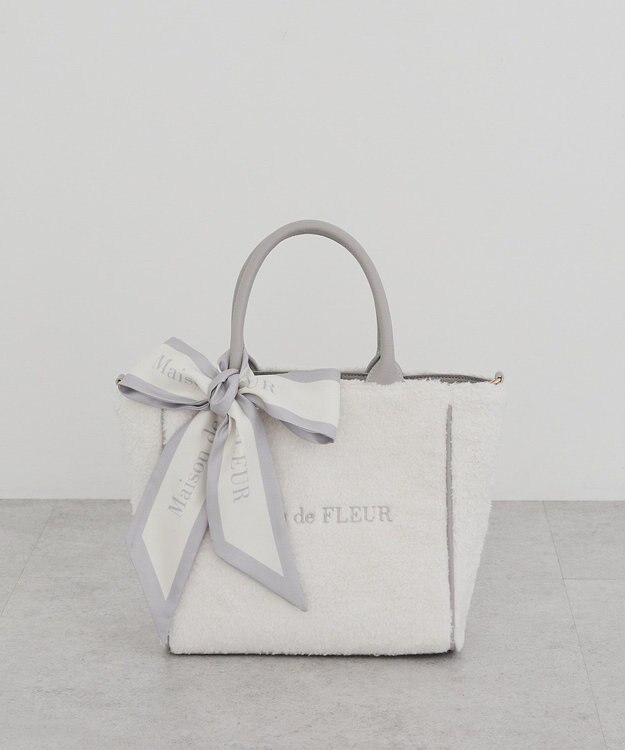 Maison de FLEUR スカーフ付きボア2WayMトートバッグ Light Blue