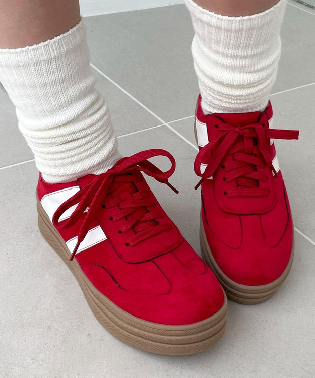 WEGO ローテクダブルラインスニーカー レッド