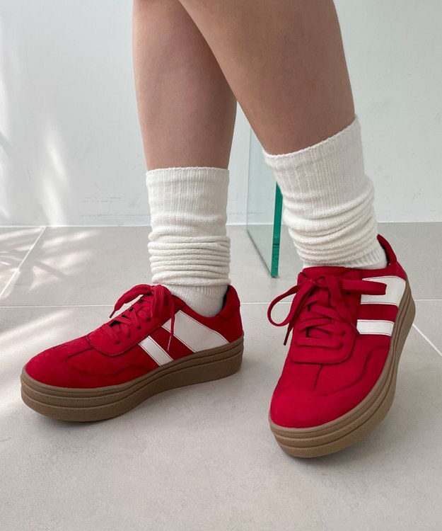 WEGO ローテクダブルラインスニーカー レッド