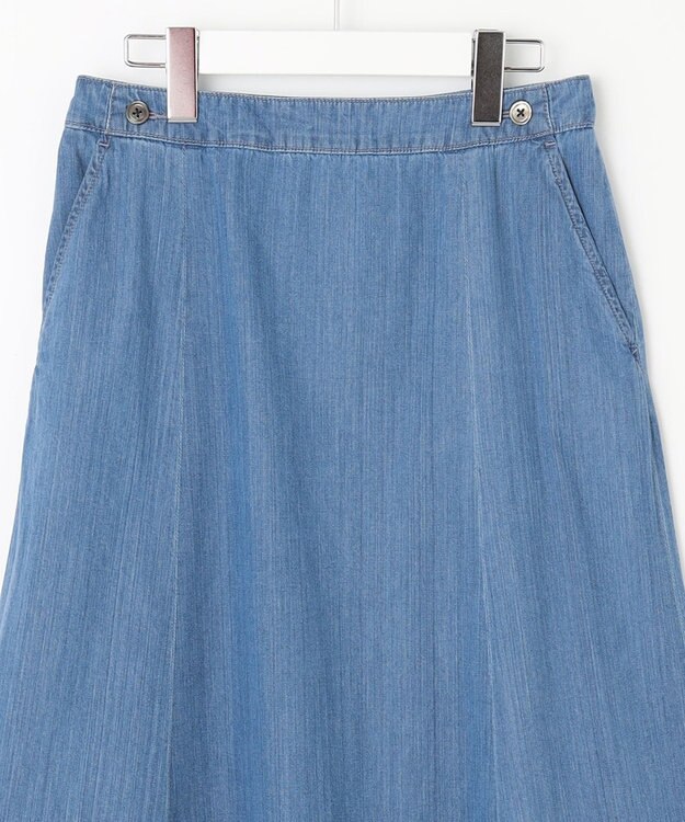 J.PRESS LADIES 【洗える】5ozバージラコンパクト スカート ダルブルー系