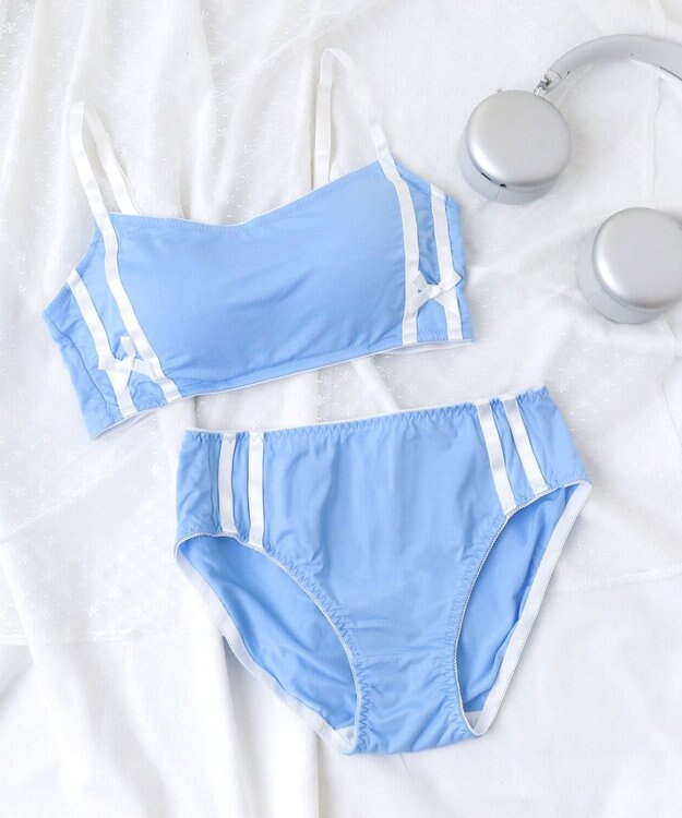 WEGO 【ブラトップ＆ショーツセット】Liliane　Ciel　サイドライン サックス