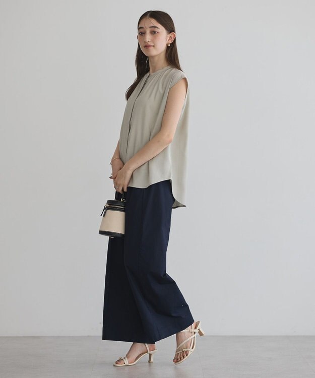 YECCA VECCA 【接触冷感】COOLバックピンタックブラウス Gray Beige